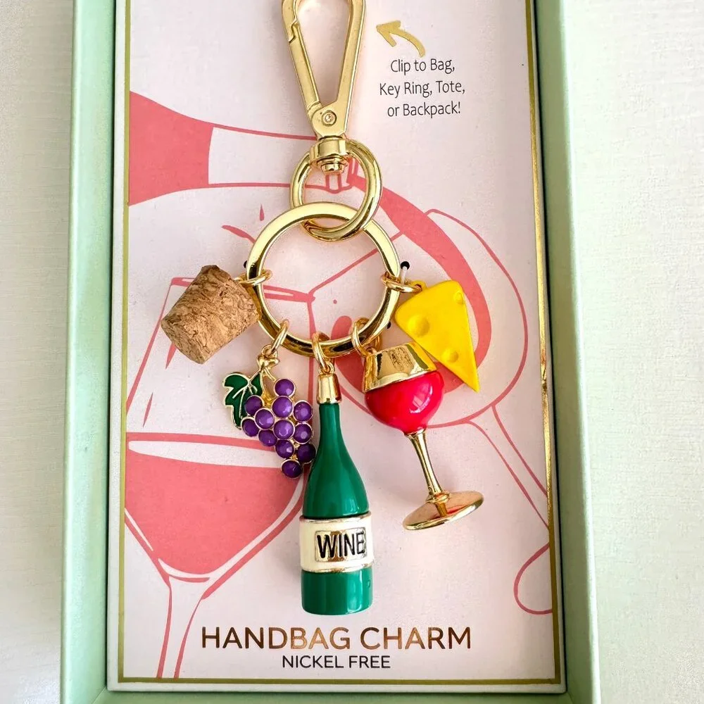 True to Form Wine & Cheese Key Chain / Bag Charm